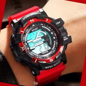 Red Sports Waterproof Outdoor Digital Watch